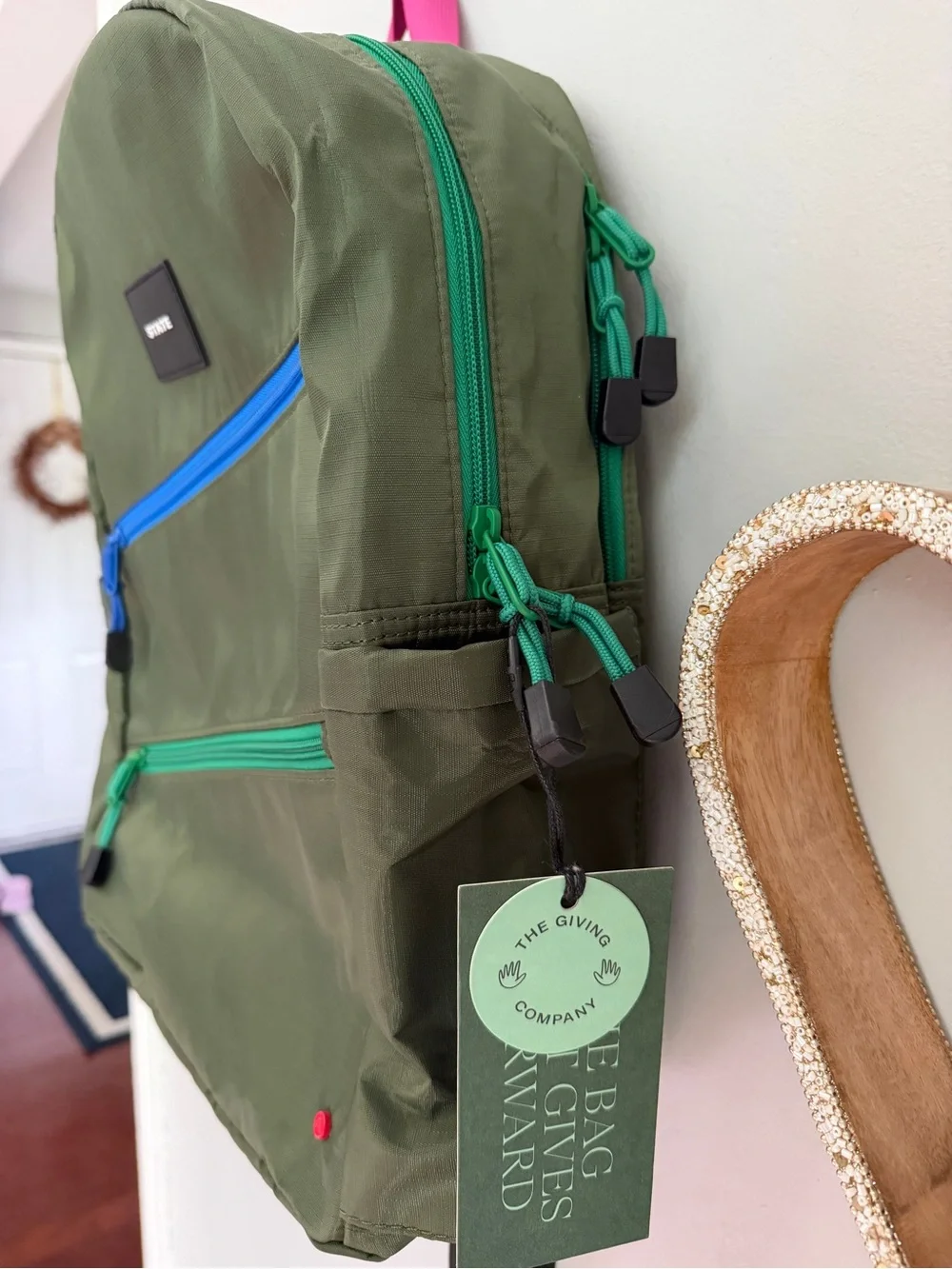 STATE Ripstop Kane Kids Travel Olive Diagonal Zipper Backpack